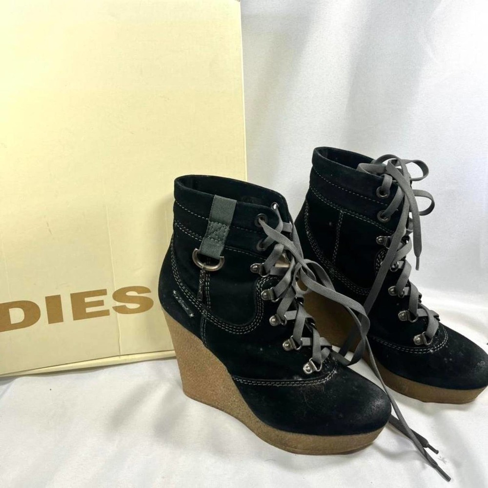Amazing Suede/ Leather Diesel Wedges Military Boots Size 36/ Size 6